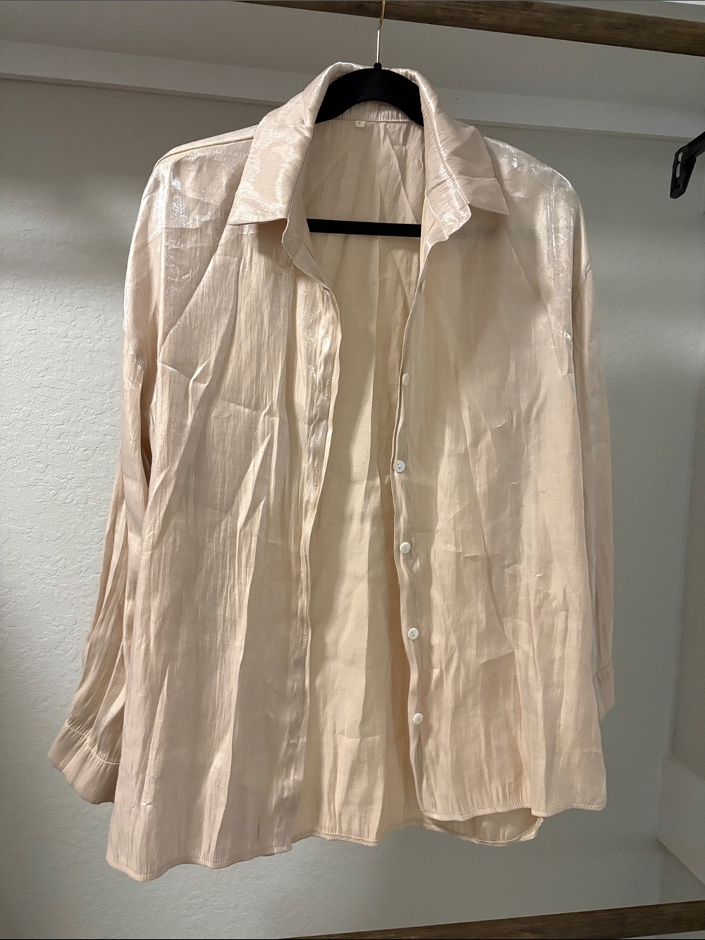 Light Beige Men’s Button-Up Shirt Jacket